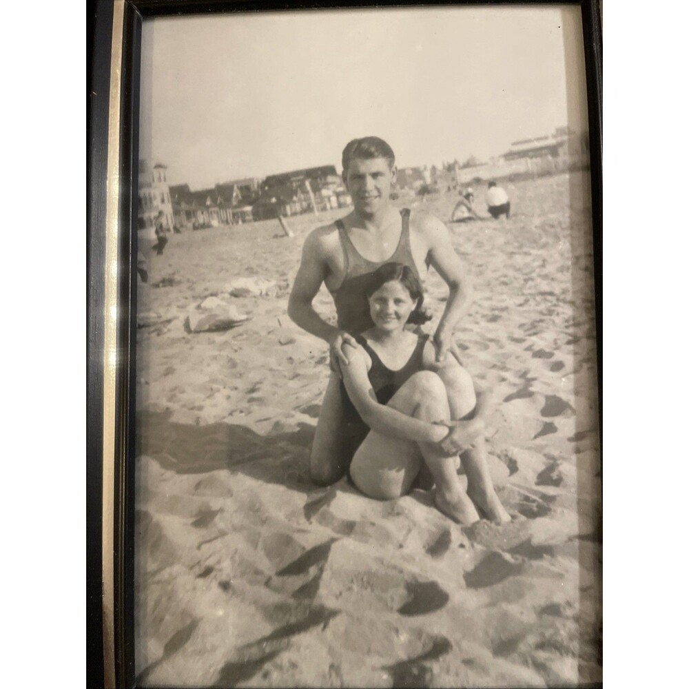 Vintage 1940s Kids at Beach in Old Swimsuits Ocean Santa Maria, California